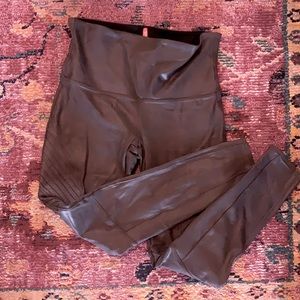 Spanx charcoal faux leather leggings